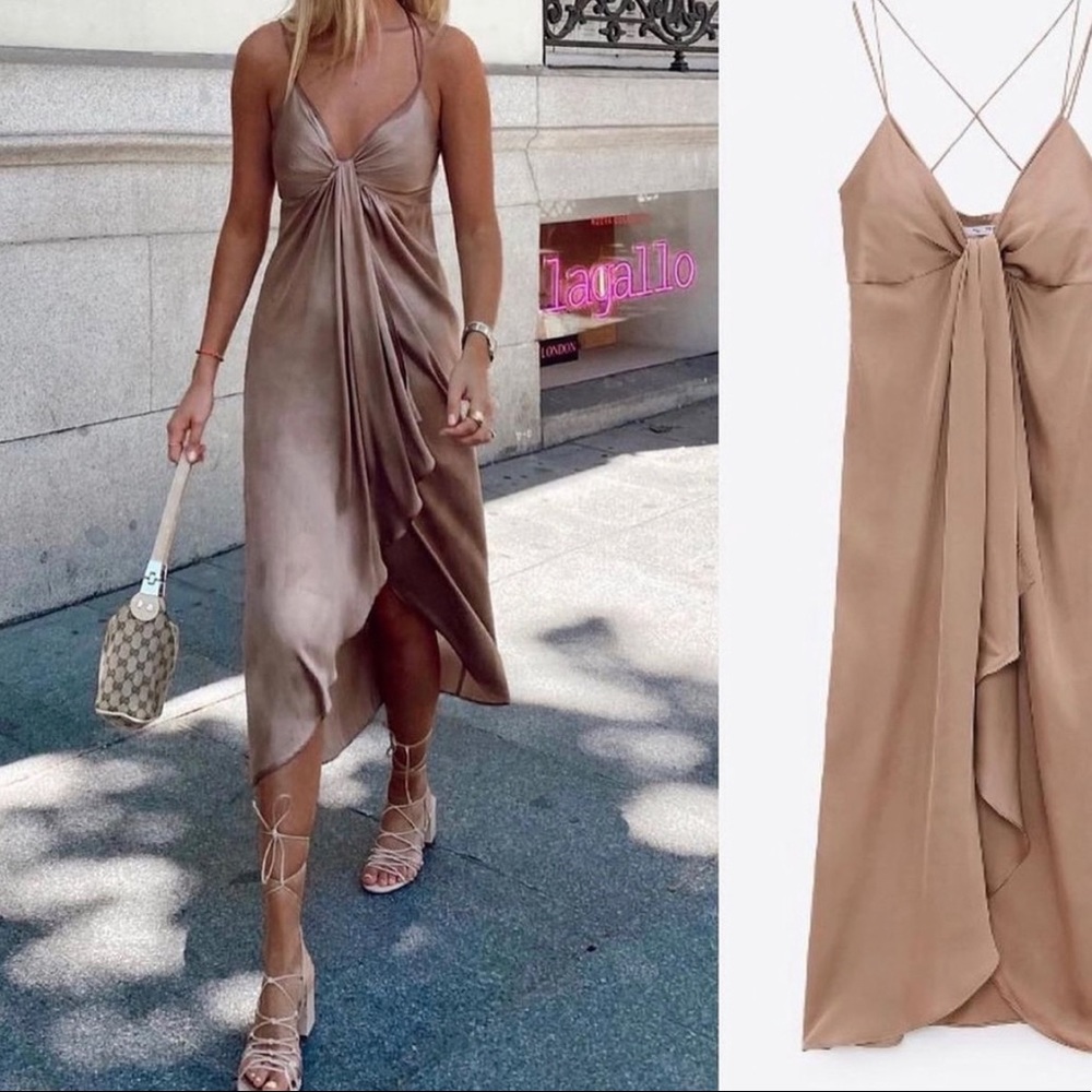 ZARA Knotted Slip Dress - Picture 2 of 16